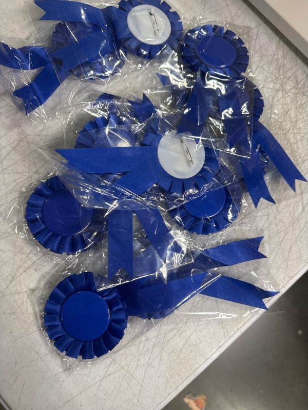 Photo 2 of 12 Pieces Blank Award Ribbon, 1st Place Rosette Ribbon Prize Ribbon Award Medals Winner Victory Ribbons Deluxe Recognition Ribbons for Competition, Sports Event, School, Contests (Blue)