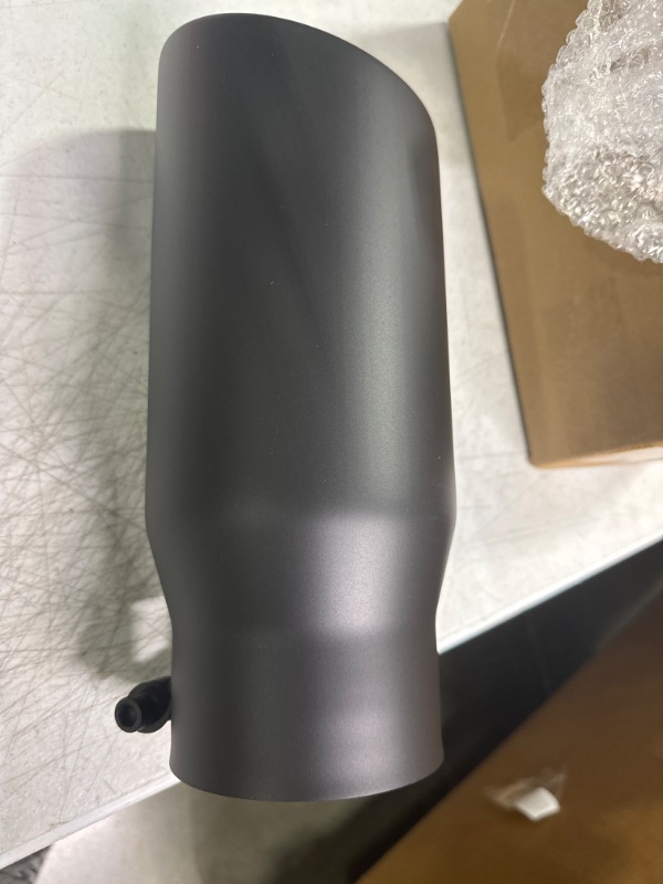 Photo 2 of A-KARCK Exhaust Tip 3 Inch Inlet, 3" Inlet 4" Outlet 12" Long Black Coated Finish Muffler Tip For Truck Tailpipe, Stainless Steel Rolled Edge