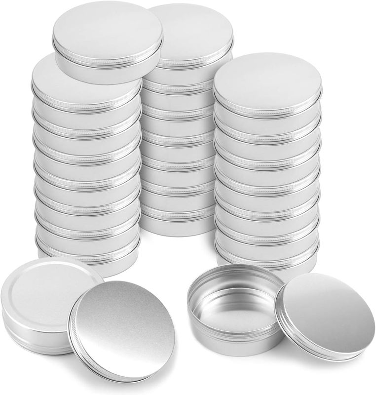 Photo 1 of Foraineam 12 Pack 2 oz White Lip Balm Tin Cans - Aluminum Round Cosmetic Sample Containers with Screw Lid - Metal Empty Tins Storage Travel Tin Jars