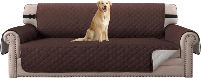 Photo 1 of H.VERSAILTEX Sofa Slipcover for Dog/Cat/Pets Sofa Cover Quilted Furniture Protector with Non Slip Elastic Strap Water Resistant Sofa Cover Couch Cover Seat Width to 78"(Oversized Sofa, Brown/Beige