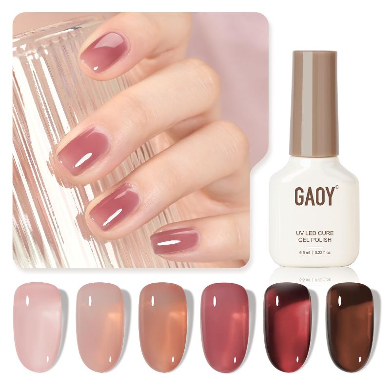 Photo 1 of GAOY Rose Garden Jelly Gel Nail Polish of 6 Transparent Nude Red Pink Brown Colors Sheer Gel Polish Kit for Salon Gel Manicure and Nail Art DIY at Home