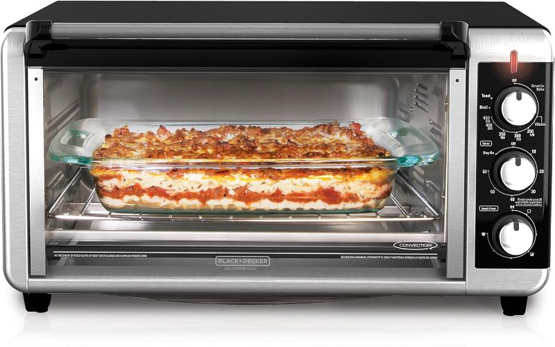 Photo 2 of BLACK+DECKER 8-Slice Extra Wide Convection Toaster Oven, TO3250XSB, Fits 9"x13" Oven Pans and 12" Pizza, Stainless Steel/Black