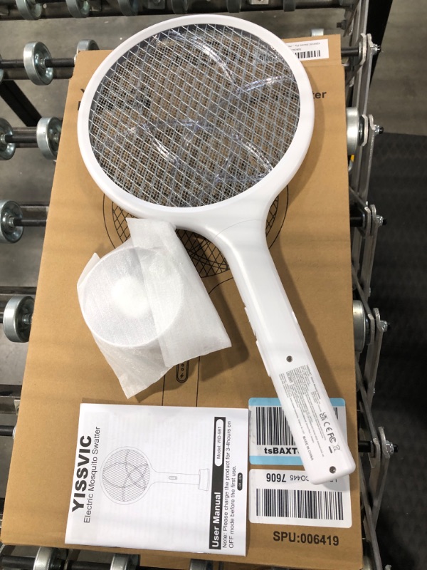 Photo 2 of Electric Fly Swatter Racket, Mosiller 2 in 1 Smart Bug Zapper with USB Rechargeable Base, Powerful Mosquitoes Trap Lamp & Fly Killer with 3-Layer Safety Mesh for Home, Bedroom, Kitchen, Patio?1 Pack?