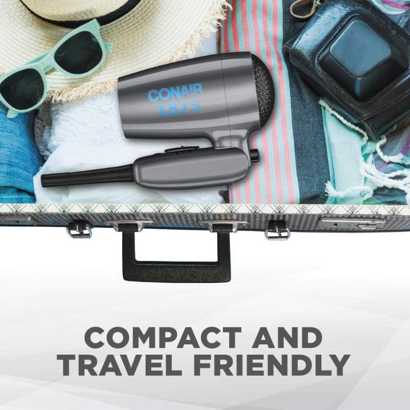 Photo 2 of Conair Travel Hair Dryer with Dual Voltage, 1875W Compact Hair Dryer with Folding Handle, Travel Blow Dryer