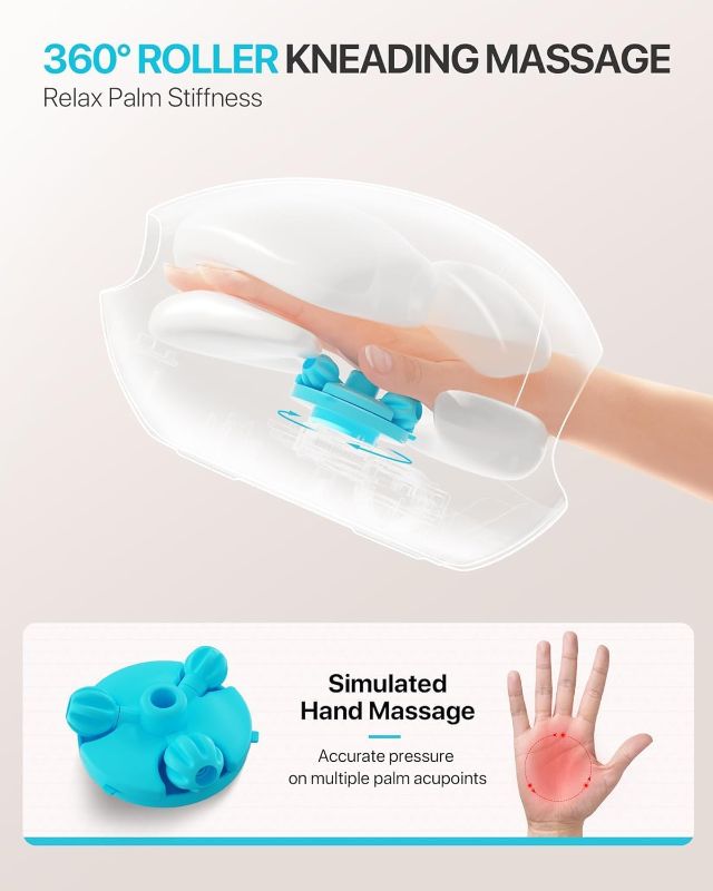 Photo 3 of ALLJOY Roller Kneading Hand Massager for Arthritis and Carpal Tunnel Relief, Cordless Electric Hand Massager with Heat and Compression - Hand, Wrist, and Finger Massager-Ideal Mother's Day Gifts