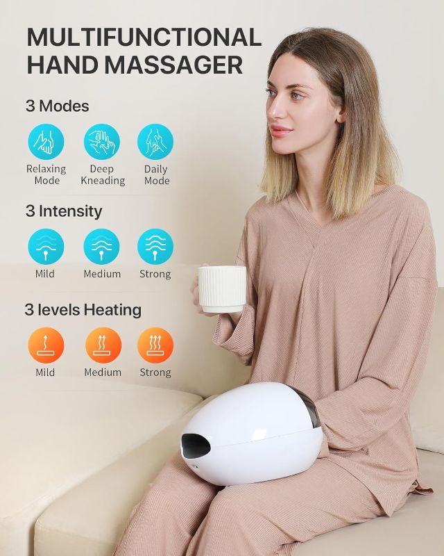 Photo 2 of ALLJOY Roller Kneading Hand Massager for Arthritis and Carpal Tunnel Relief, Cordless Electric Hand Massager with Heat and Compression - Hand, Wrist, and Finger Massager-Ideal Mother's Day Gifts