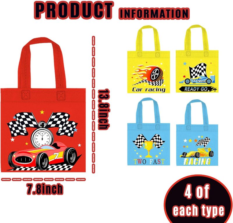 Photo 1 of 16 PCS Racing Car Party Favor Bags Race Non-Woven Gift Bags Treat Gift Bags for Kids Birthday Party Car Theme Party Baby Shower Racer Goodie Bags Supplies (Style 1)