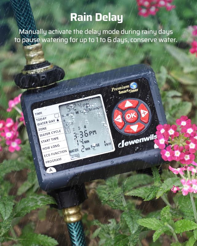 Photo 1 of DEWENWILS Sprinkler Timer 2 Zone, Water Timer for Garden Hose, Programmable Hose Timer Faucet Watering with Automatic/Rain Delay/Manual Mode, Outdoor Irrigation Controller for Lawn, Yard