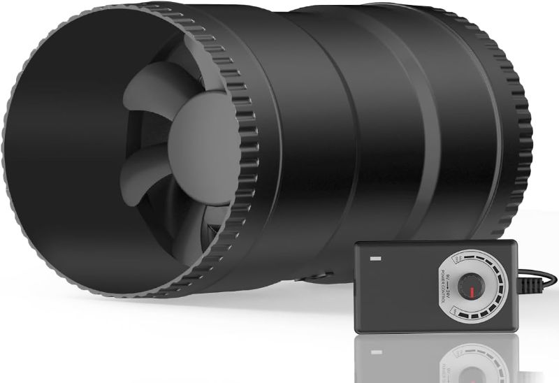 Photo 1 of Hon&Guan 6 Inch Inline Booster Duct Fan with Speed Controller - 345 CFM Airflow with 19.2W Ultra-Low Power and Low Noise