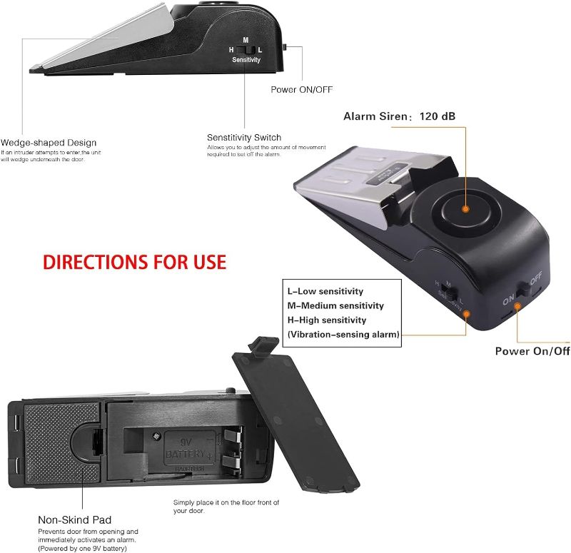 Photo 1 of Upgraded Portable Door Lock & Door Stop Alarm, Dual Protection Security Door Kit,Door ?Security Devices Pocket Self Defensey Tools,for Traveling Hotel Home Apartment (2PCS)