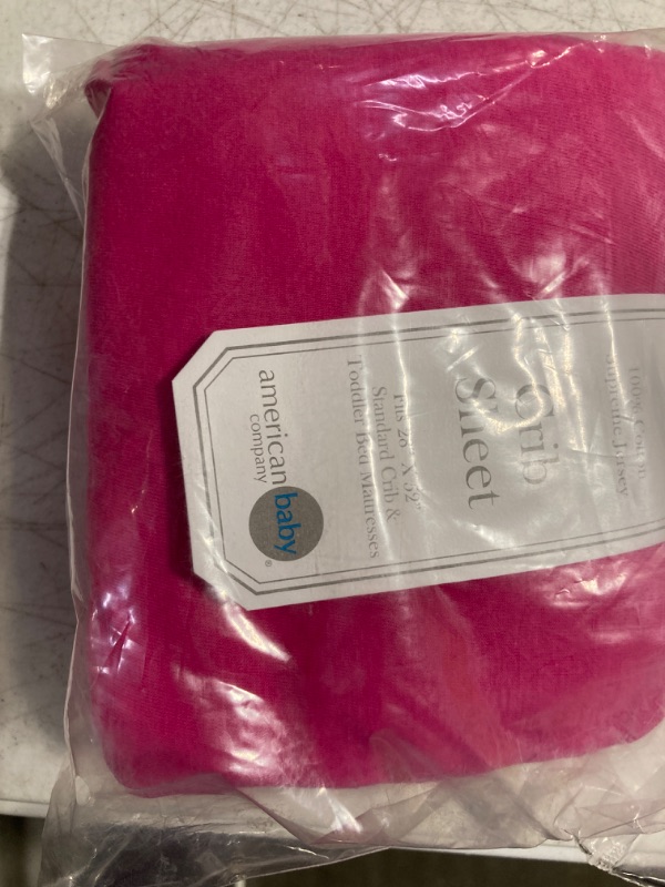 Photo 1 of American Baby Company Supreme Fitted Crib Sheet 28" x 52", Enhanced Thickness for Soft, Breathable Neutral 100% Cotton Jersey Comfort, Fuschia, for Boys and Girls