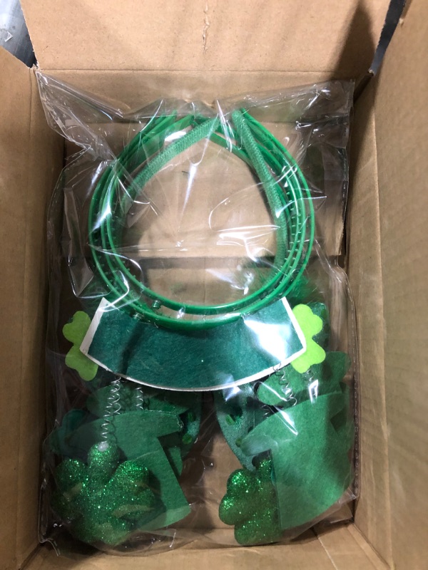 Photo 3 of 6 Pcs St Patricks Day Headbands,St. Patrick's Day Shamrock Headband Top Hat Big Bowknot Reindeer Hair Hoop Boppers St Patricks Day Accessories for Women Girls Shamrock Headbands