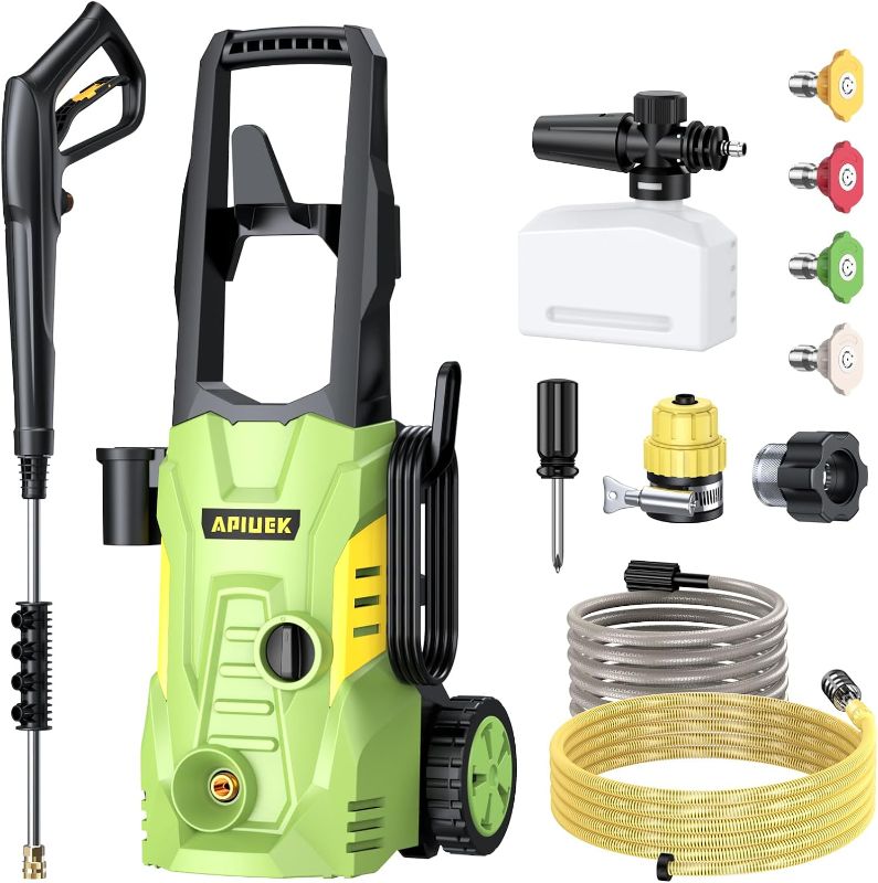 Photo 1 of ***SOLD AS PARTS*** 
Electric High Pressure Washer - Apiuek Portable Washer with 23 FT Water Outlet & 6.6 FT Inlet Hose, Upgraded Foam Cannon, 4 Nozzle Set, Cleans Patios/Cars/Fences/Windows, 3800PSI 2.4GPM
