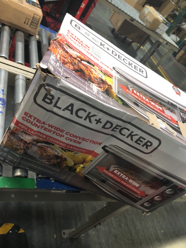 Photo 3 of ***FOR PARTS ONLY***  BLACK+DECKER TO3250XSB 8-Slice Extra Wide Convection Countertop Toaster Oven, Includes Bake Pan, Broil Rack & Toasting Rack, Stainless Steel/Black