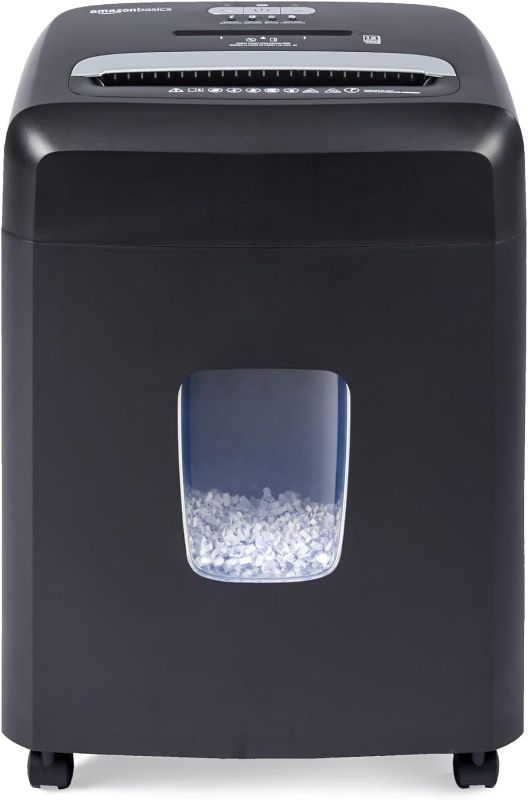 Photo 1 of Amazon Basics 12 Sheet (new model) Micro Cut Paper and Credit Card CD Shredder With 6 Gallon Bin, Black
