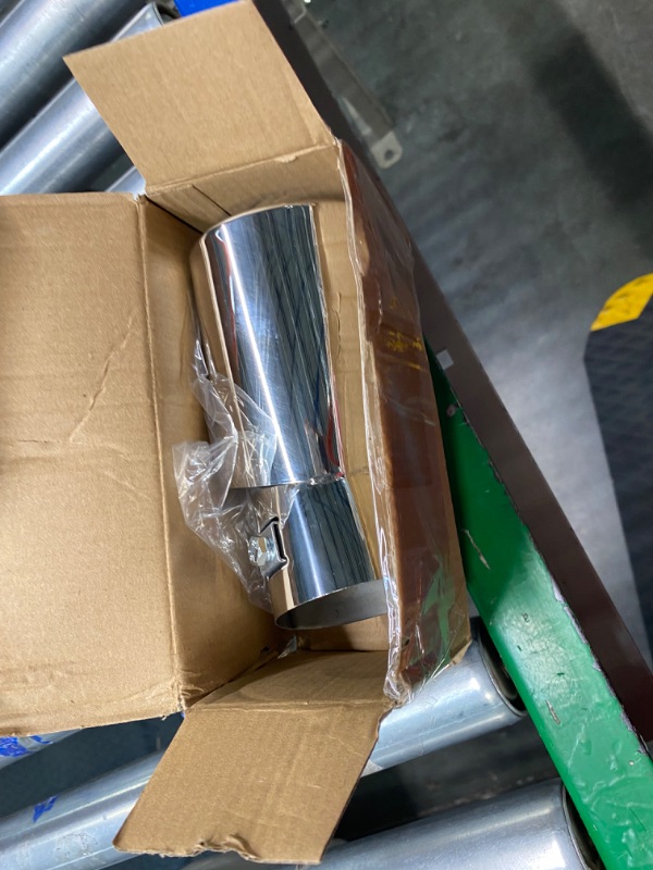 Photo 3 of  2.5 to 4 Inch Exhaust Tip 2.5"Inlet to 4"Outlet Exhaust Tips 6.7" Overall Length Muffler Tip 304 Stainless Steel Tailpipe Diesel Exhaust Tip Double Wall Polished Slant Cut Bolt On/Clamp On