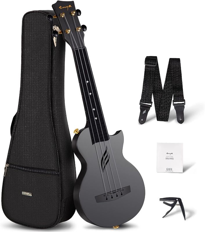 Photo 1 of Enya Soprano Ukulele 21 Inch Carbon Fiber Travel Ukelele Nova U Mini Simple Yukalalee With Beginner Kit includes Case Strap Tuner Strings Professional Ukalalee Yukalalee Gift
