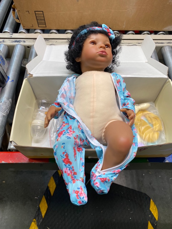 Photo 3 of BABESIDE Lifelike Reborn Black Girl- 18-Inch Realistic Newborn Real Life Baby Dolls with Clothes and Toy Gift for Kids Age 3+1 Multi-color,black