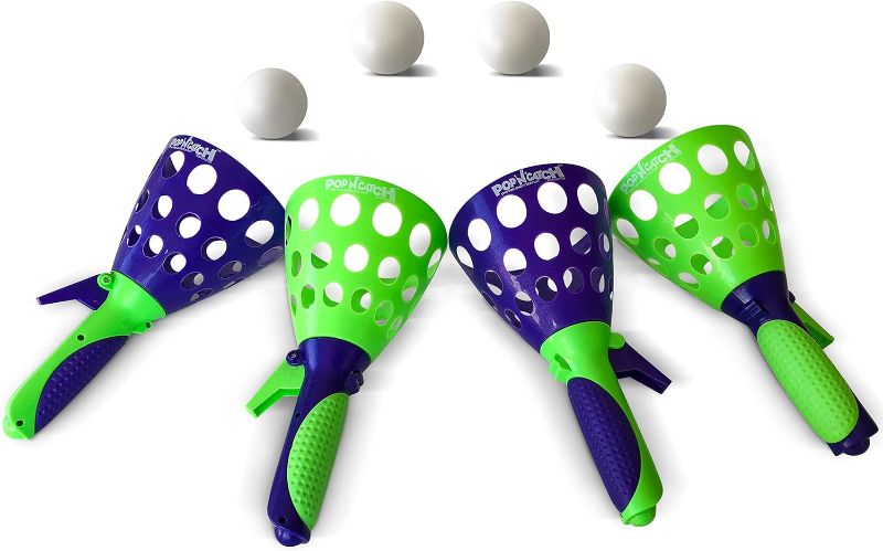 Photo 1 of ***similar item** Original Pop 'N Catch Game 2-Pack (Set of 4 Launchers & 4 Balls) for Indoor/Outdoor Play - Great for Parties, Beach and Rainy Days
