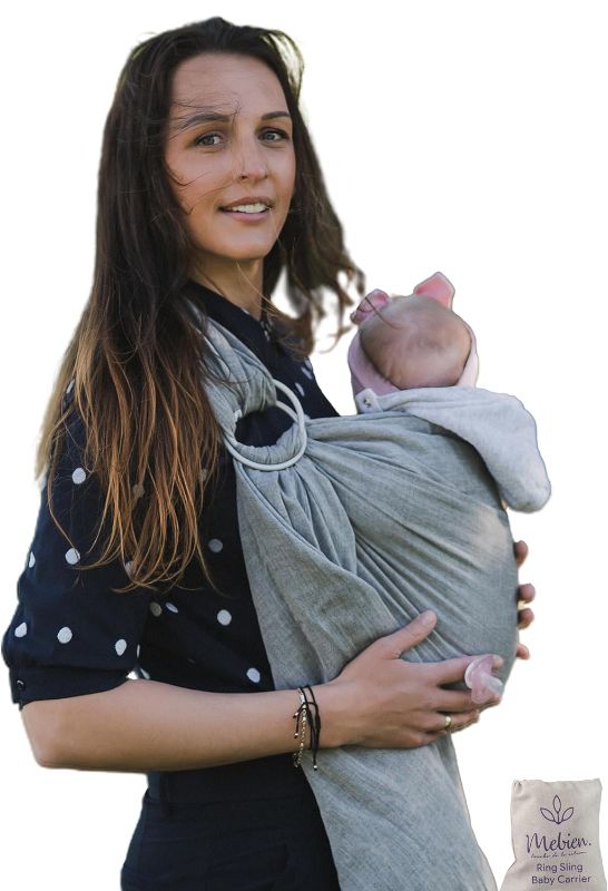 Photo 1 of Baby Sling and Ring Sling 100% Cotton Muslin Infant Carrier, Ring Sling Baby Carrier Front and Chest Newborn Carrier Baby Carrier Wrap, Toddler Carrier (Dark Grey)
