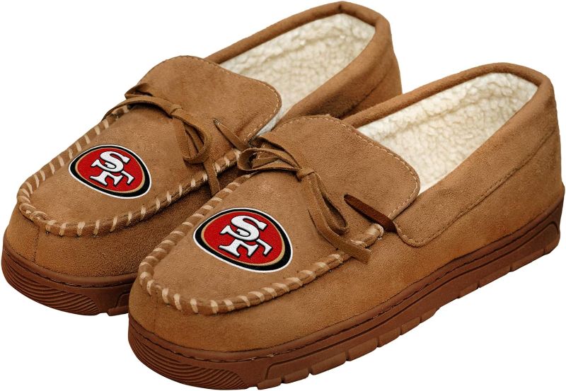 Photo 1 of FOCO NFL Men's Team Logo Moccasin Slippers Men's NFL Football Team Logo Moccasin Slippers**mismatch set**