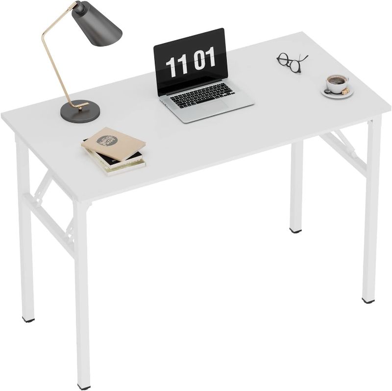 Photo 1 of Need Small Computer Desk 31.5 inches Folding Table No Assembly Sturdy Small Writing Desk Folding Desk for Small Spaces, White