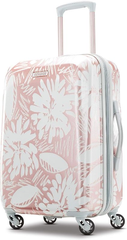 Photo 1 of American Tourister Moonlight Hardside Expandable Luggage with Spinner Wheels, Ascending Gardens Rose Gold, Carry-On 21-Inch
