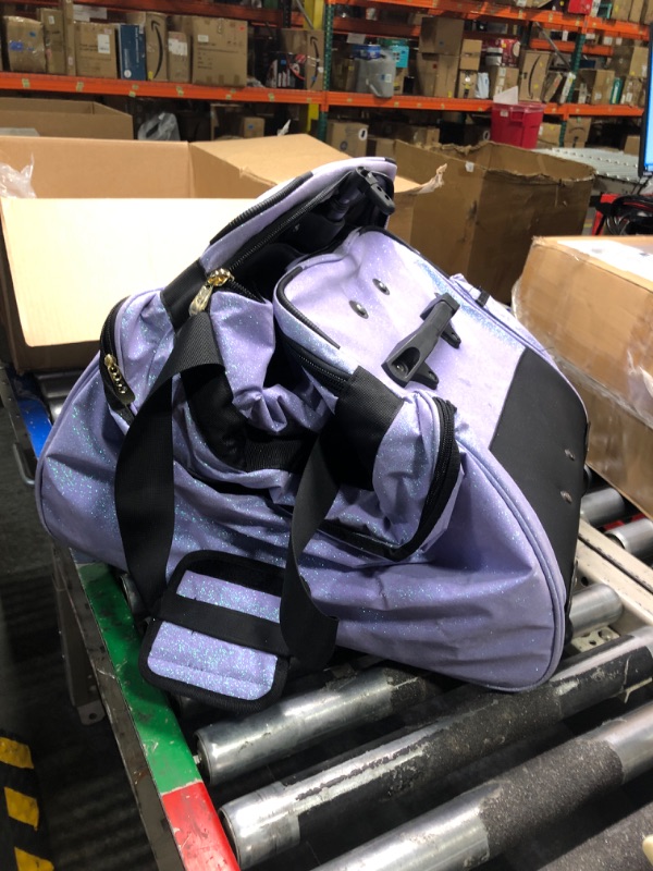 Photo 1 of "EZRack Dance Bag with Garment Rack Garment Cover, 20 Inch Dance Costumes Rolling Garment Bags for Travel, Garment Duffel Bag for Dancer, Competition Bag with Wheels (Purple)