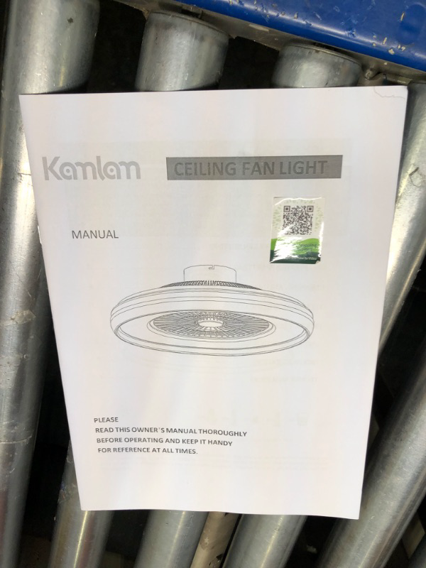 Photo 1 of 24" Low Profile Ceiling Fan with Light, Bladeless Ceiling Fan, Flush Mount Ceiling Fan with Remote & App Controll,6 Speeds Timing Reversible, Enclosed Ceiling Fan for 3-Dimmable Light 24 Inch Basic Model | White