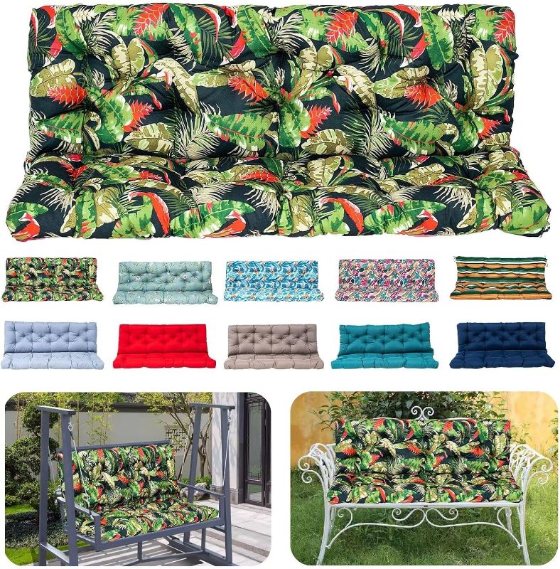 Photo 1 of **SIMILAR TO COVER PHOTO** 
Swing Replacement Cushions 5" Thick Waterproof Porch Swing Cushions 2-3 Seater Outdoor Swing Cushions for Outdoor Furniture,Holly-60x40in(150x100cm) Holly 60x40in(150x100cm)