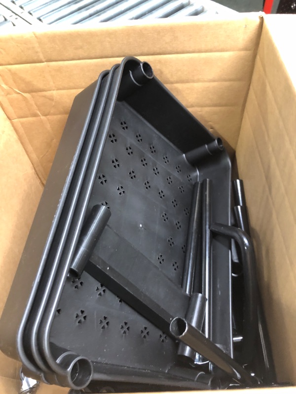 Photo 1 of 4 Tier Rolling Utility Cart with Handle,REBECAT Utility Cart Made of Multifunctional Storage Organizer Tool for Kitchen,Bathroom,Living Room,Office(Black) Black 4 Tier