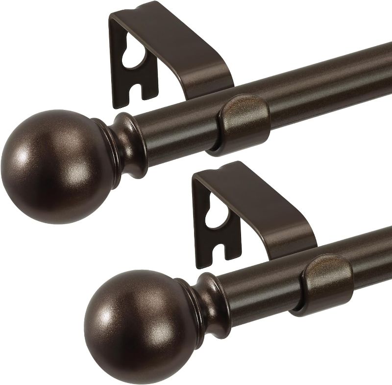 Photo 1 of 2 Pack Bronze Curtain Rods 48 to 84 Inches(4-7 Feet),5/8 inch Splicing Drapery Rods,Small Curtain Rods Set,Size: 36''-88'',Bronze