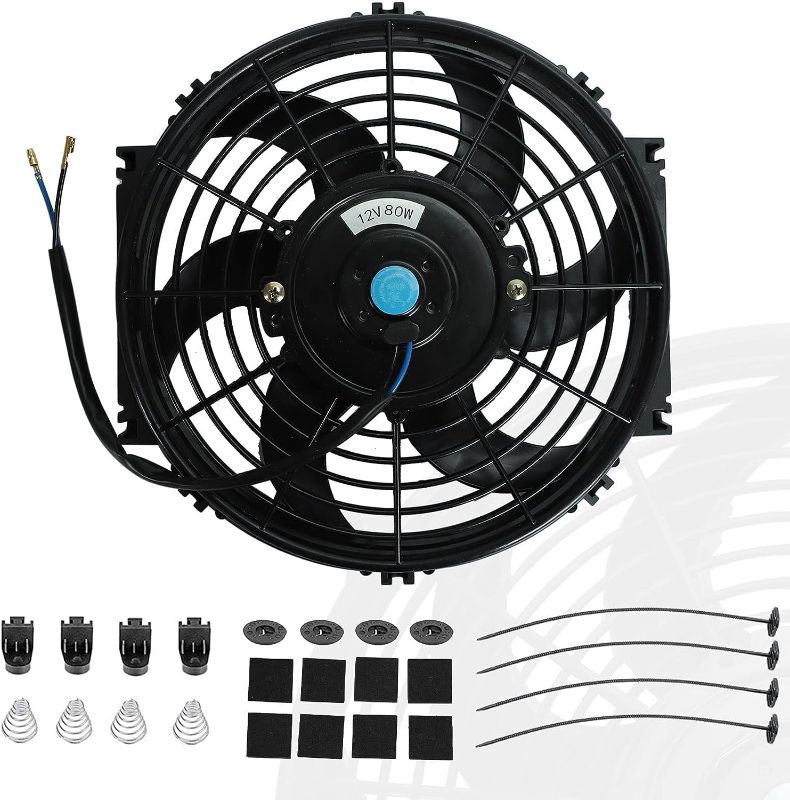 Photo 1 of 12" inch Slim Fan Push Pull Electric Radiator Cooling Fans 12V Mount Kit Unversal Black
