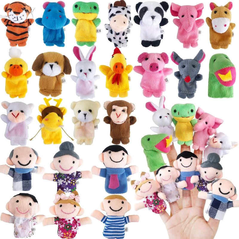 Photo 1 of 24 Pcs Finger Puppet Set,Soft Plush Finger Puppet Toys for Kids,Storytime Learning Aid,Mini Plush Figures Toy Assortment for Toddlers,Party,Playtime,School
