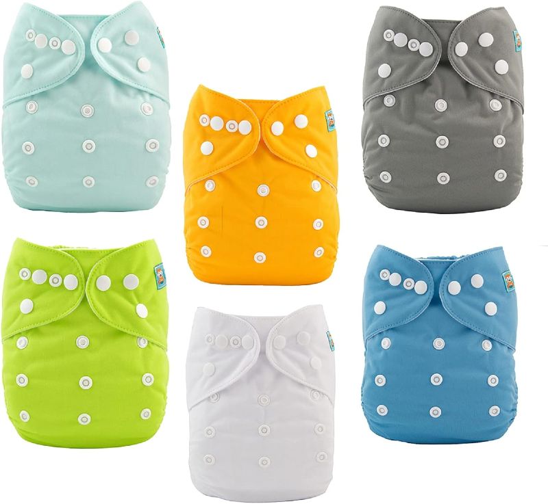 Photo 1 of ALVABABY Baby Cloth Diapers 6 Pack with 12 Inserts One Size Adjustable Washable Reusable for Baby Girls and Boys 6BM98
