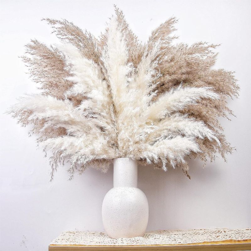 Photo 1 of \Dried Flowers Bouquet, Pampas Grass Decor, Boho Neutral Home Decor, Dried Flowers for Wedding Floral Arrangements Wall Farmhouse Bathroom Table Decor
