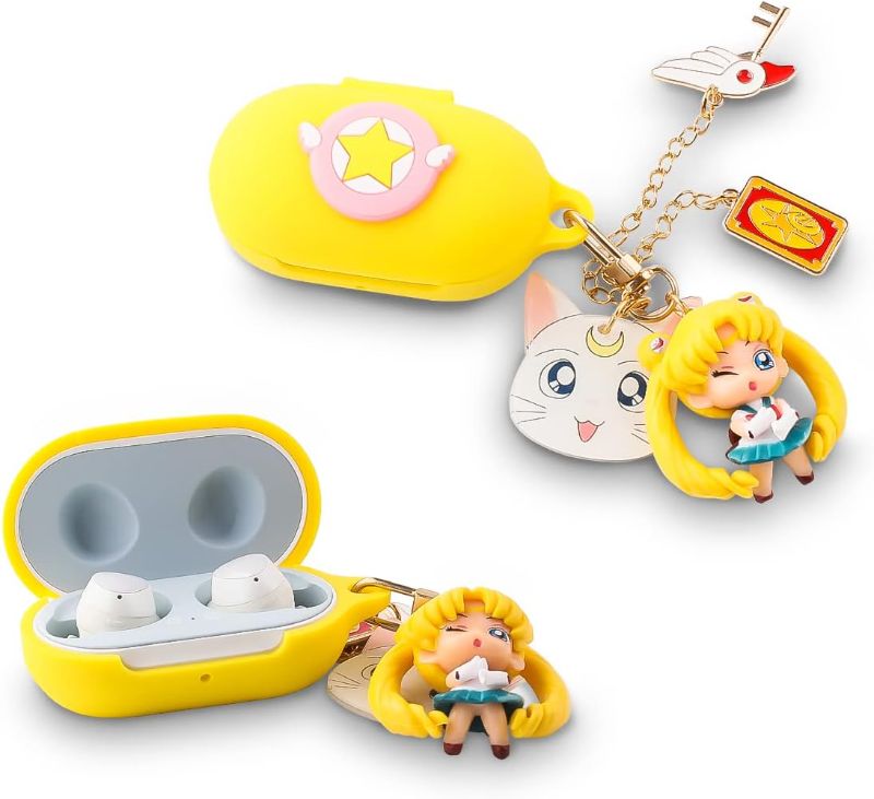 Photo 1 of Case for Samsung Galaxy Buds/Plus Earbuds(2019/2020), Suublg Cute Cartoon Silicone Case Cover and Doll Keychain with Lanyard for Girls Boyd Teen