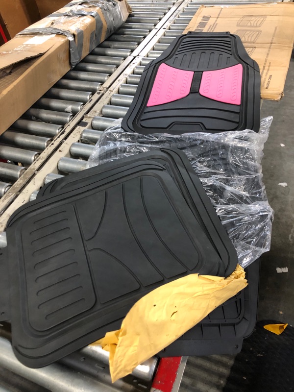 Photo 2 of FH Group Automotive Floor Mats - Heavy-Duty Monster Eye Rubber for Cars, Universal Fit Full Set, Climaproof Mats, Trimmable Most Sedan, SUV, Truck Pink
