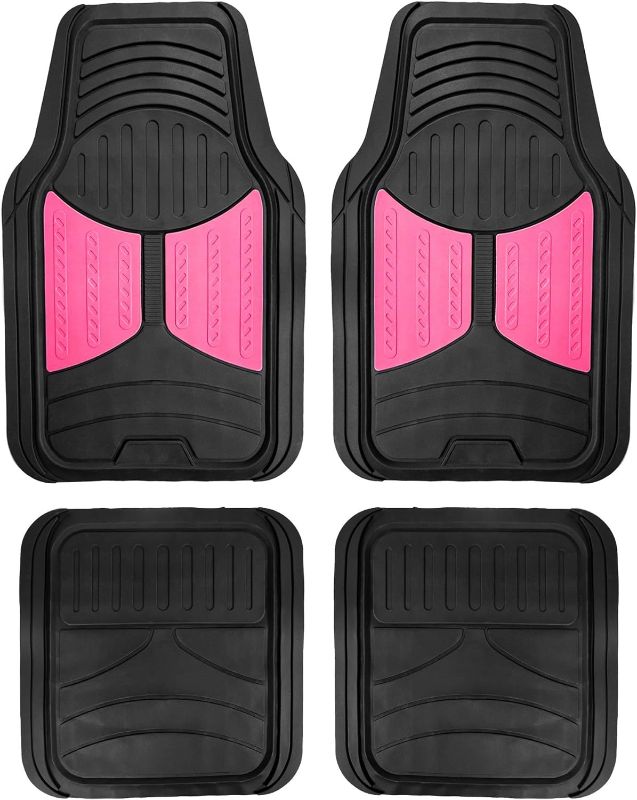 Photo 1 of FH Group Automotive Floor Mats - Heavy-Duty Monster Eye Rubber for Cars, Universal Fit Full Set, Climaproof Mats, Trimmable Most Sedan, SUV, Truck Pink
