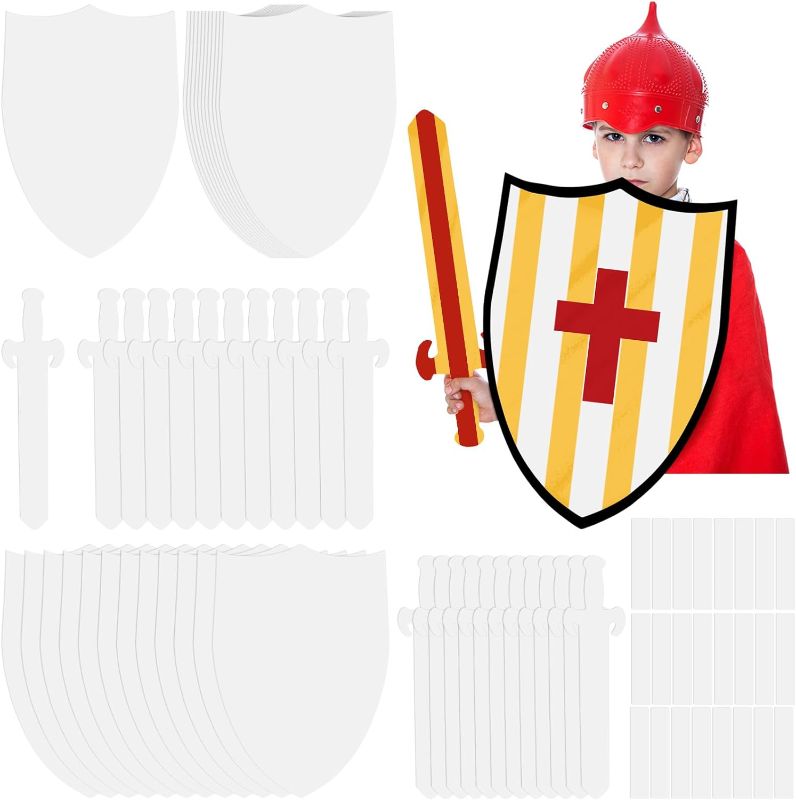 Photo 1 of ** only shields**
40  Sets DIY Shield Kit for Kids 15.8"x22.8" Cardboard Shields Paper Sword Craft Blank Shields for School Knight Crafts Play Castle Activities Dramatic Party Decorate with Paint Crayons
