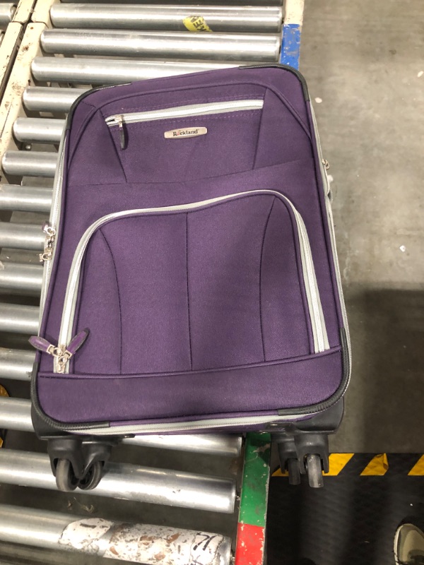 Photo 4 of Rockland Pasadena Softside Spinner Wheel Luggage, Purple, Carry-On 20-Inch