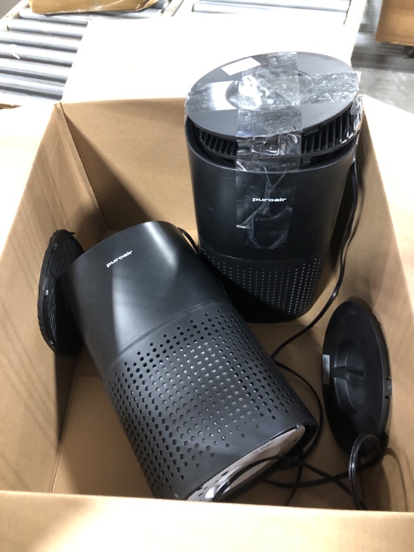 Photo 2 of **use for parts, both have major damage and missing piece**
PuroAir HEPA 14 Air Purifiers for Home - Covers 1,115 Sq Ft - Air Purifier For Large Rooms - Filters Up To 99.99% of Pet Dander, Smoke, Allergens, Dust, Odors, Mold Spores (2 PACK)