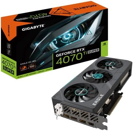 Photo 1 of GIGABYTE GeForce RTX 4070 Ti Super Eagle OC 16G Graphics Card, 3X WINDFORCE Fans, 16GB 256-bit GDDR6X, GV-N407TSEAGLE OC-16GD Video Card
