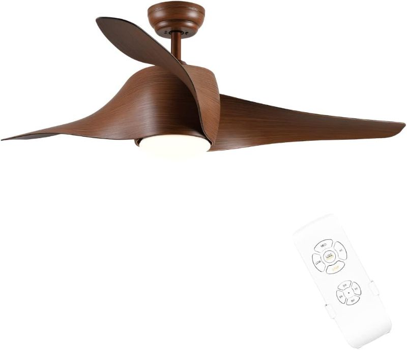 Photo 1 of ** use for parts**
SNJ Smart Ceiling Fans with Lights and Remote/APP/Alexa Control, 52 Inch Walnut Ceiling Fan with Light, Vintage Dimmable Ceiling Fan for Farmhouse, Indoor, Silent Reversible DC Motor