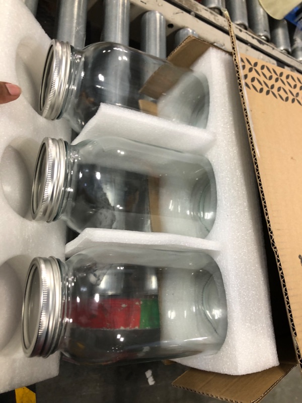 Photo 3 of GLING [3 Count 64 oz. Wide-Mouth Glass Mason Jars with Metal Airtight Lids and Bands 2 Quart Large For Preserving, & Meal Prep