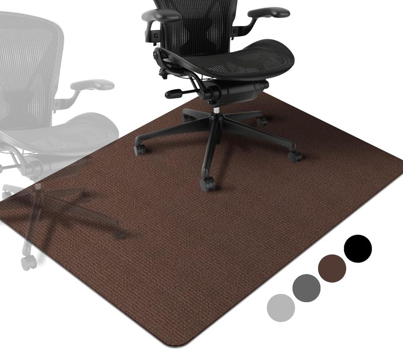 Photo 1 of Office Hardwood Floor Chair Mat - Computer Chair Mat for Hardwood Floors, Pad for Hardwood and Tile Floors, Large Anti-Slip Home Desk Chair Mat, Easy Clean, NOT for Carpets, 36" X 55" Brown