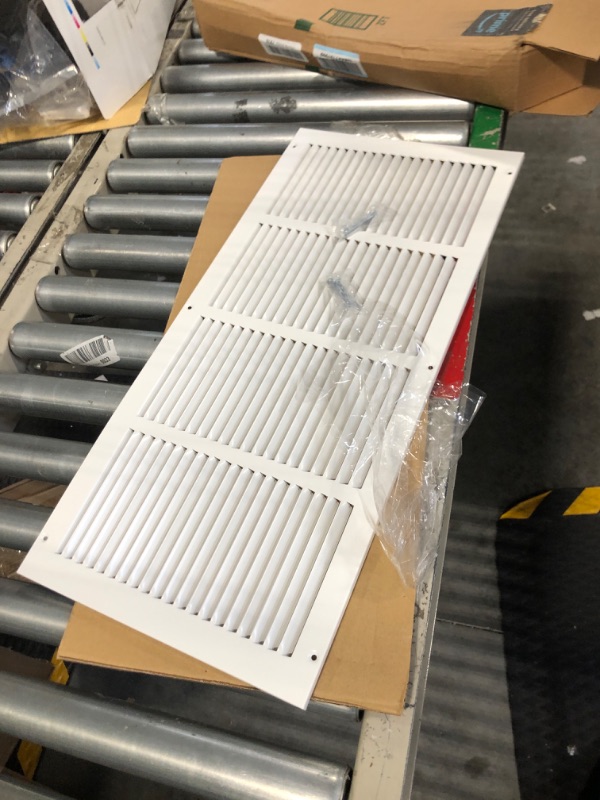 Photo 1 of ** new, open package**
24"w X 10"h Steel Return Air Grilles - Sidewall and Ceiling - HVAC Duct Cover - White [Outer Dimensions: 25.75"w X 11.75"h] 24 X 10 White