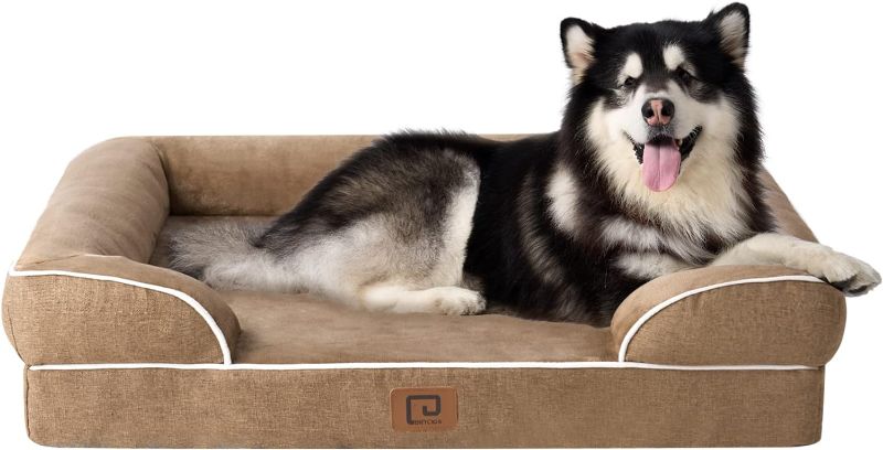 Photo 1 of ** has dog hair**
EHEYCIGA Orthopedic Dog Beds for Extra Large Dogs, Waterproof Memory Foam XXL Dog Bed with Sides, Non-Slip Bottom and Egg-Crate Foam Big Dog Couch Bed with Washable Removable Cover, Camel