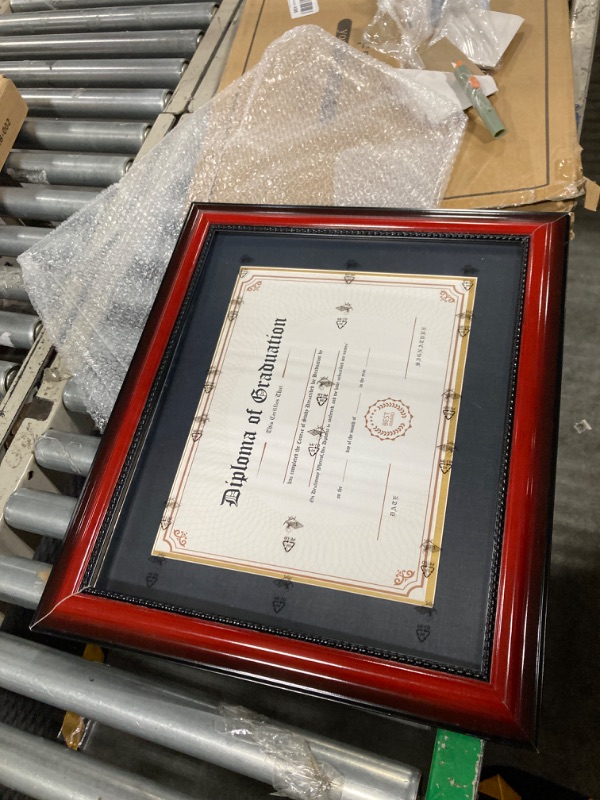 Photo 3 of GMFrames Solid Wood Diploma Degree Frame for 8.5x11 Certificates,Cherry Finish with Intricate Black Rope Detail,UV Protection Acrylic 1 8.5x11