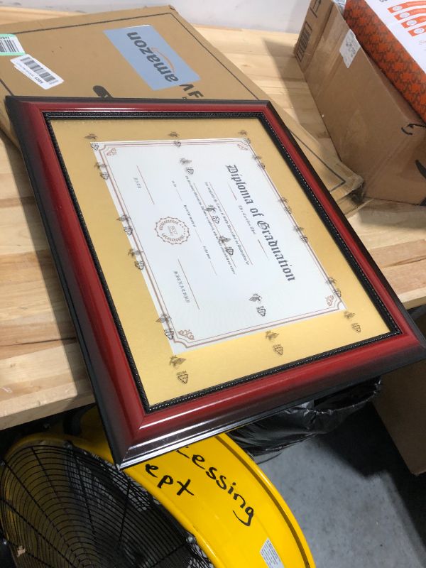 Photo 4 of GMFrames Solid Wood Diploma Degree Frame for 8.5x11 Certificates,Cherry Finish with Intricate Black Rope Detail,UV Protection Acrylic 1 8.5x11